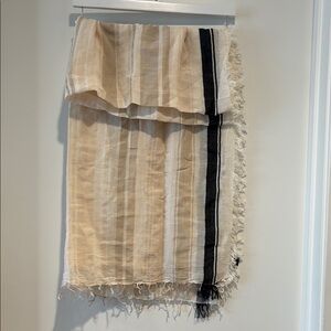 Cream and Black Asymmetrical Midi Scarf for Resort Wear